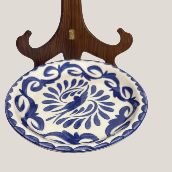 Anfora Mexico Hand-Painted Blue & White Pottery Platter 13" - Picture 4 of 9